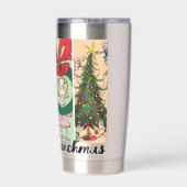 Frohe Grinch-Weihnachten Collage Thermobecher (Rückseite)