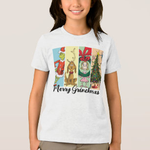Frohe Grinch-Weihnachten Collage Tri-Blend Shirt