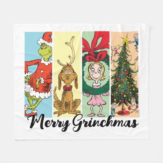 Frohe Grinchmas-Feiertagskollage Fleecedecke (Vorderseite (Horizontal))