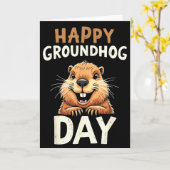 Frohe Groundhog Day _3  Karte (Gelbe Blume)