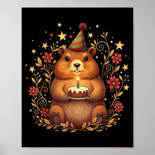 Frohe Groundhog Day Geburtstagstorte Groundhound Poster