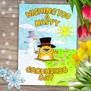 Frohe Groundhog Day-Grußkarte Feiertagskarte