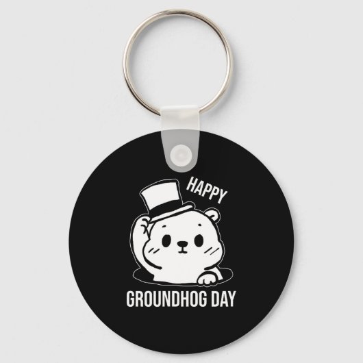 Frohe Groundhog Day Line Art Schlüsselanhänger (Vorderseite)