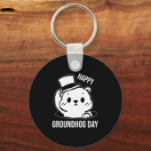 Frohe Groundhog Day Line Art Schlüsselanhänger (Vorderseite)