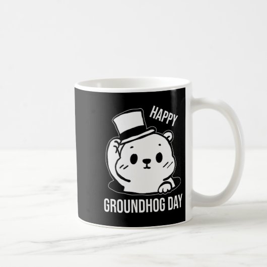 Frohe Groundhog Day Linienkunst  Kaffeetasse (Rechts)