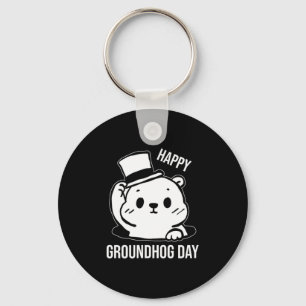 Frohe Groundhog-Tag-Linienkunst  Schlüsselanhänger