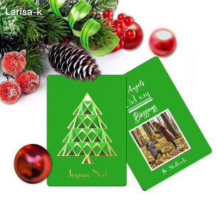 Frohe Grüne Joyoux Noel Foto Weihnachtskarte Folieneinladung