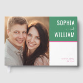 Frohe Grüne Minimalistische Hochzeit Gästebuch (Vorderseite)