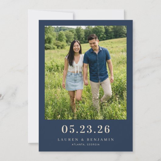 Frohe Grüne Romantische Foto Save The Date (Vorderseite)