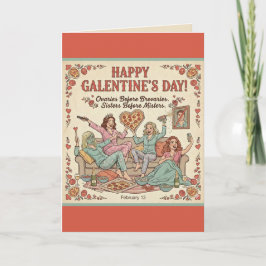Frohe Grüße zum Galentine's Day für vier Freundinn Karte