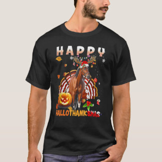 Frohe Hallo Thanksmas Truthahn Pferd Weihnachten R T-Shirt