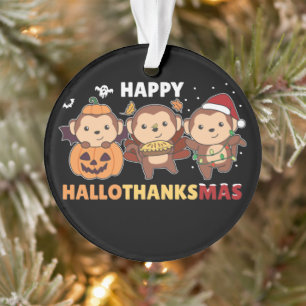 Frohe Hallothanksmas Affen Weihnachten Affen Orna Ornament