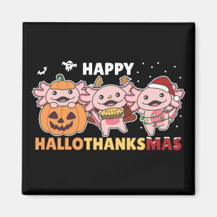 Frohe Hallothanksmas Axolotl Weihnachten Axolotls  Magnet