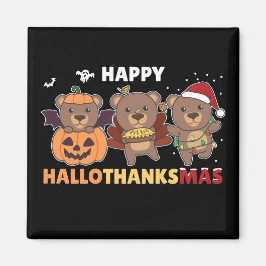 Frohe Hallothanksma's Bären Weihnachtsbär Magnet (Vorne)