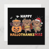 Frohe Hallothanksma's Bären Weihnachtsbären Einlad Einladung (Vorne/Hinten)