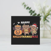 Frohe Hallothanksma's Bären Weihnachtsbären Einlad Einladung (Stehend Vorderseite)