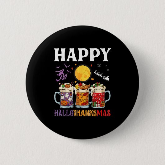 Frohe Hallothanksmas Bier Drinker Halloween bis Xm Button (Vorderseite)