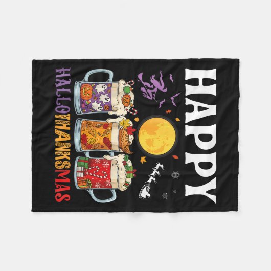 Frohe Hallothanksmas Bier Drinker Halloween bis Xm Fleecedecke (Vorderseite (Horizontal))