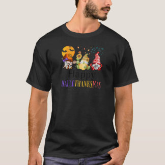 Frohe Hallothanksmas Drei Gnome Halloween Fröhlich T-Shirt