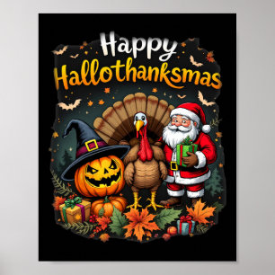 Frohe Hallothanksmas Erntedank Halloween Poster
