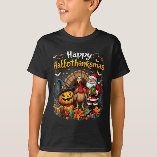 Frohe Hallothanksmas Erntedank Halloween T-Shirt (Vorderseite)