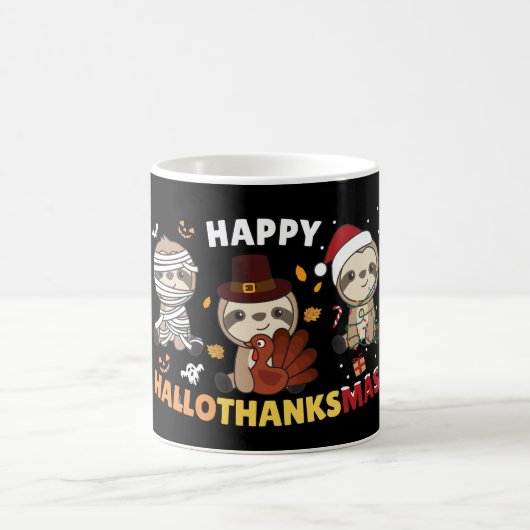 Frohe Hallothanksmas Flitterweihnachtskuffe Kaffeetasse (Mittel)