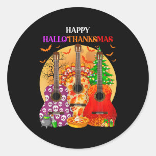 Frohe Hallothanksmas Gitarre Halloween Erntedankfe Runder Aufkleber