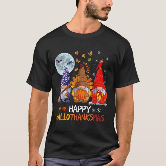 Frohe Hallothanksmas Halloween-Erntedank T-Shirt (Vorderseite)