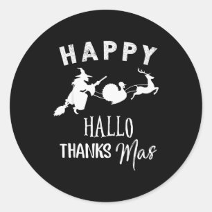 Frohe Hallothanksmas Halloween Hexe Erntedankfest Runder Aufkleber