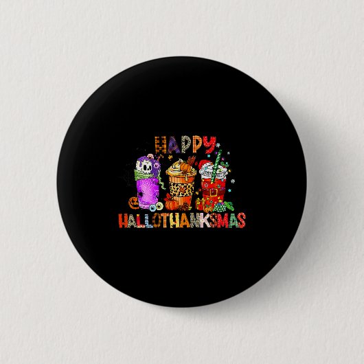 Frohe Hallothanksmas Halloween Kaffee Latte Danke Button (Vorderseite)