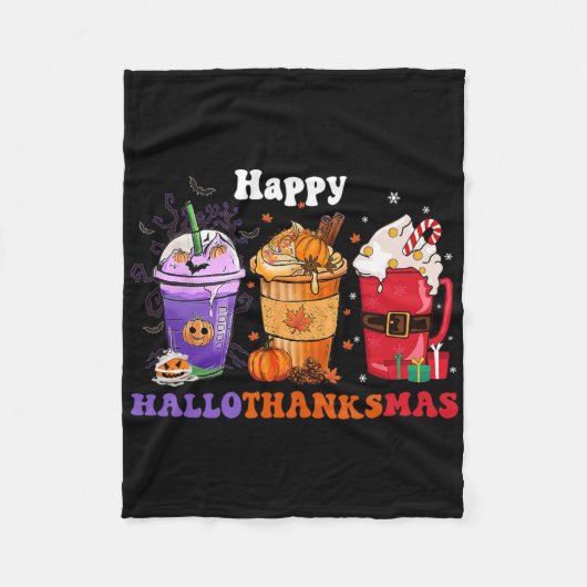 Frohe Hallothanksmas Kaffee Halloween Erntedankfes Fleecedecke (Vorderseite)
