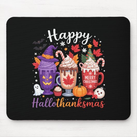 Frohe Hallothanksmas Kaffeeliebhaber Halloween Frö Mousepad (Vorne)