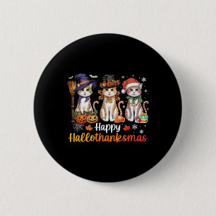 Frohe Hallothanksmas Katzen Halloween Erntedankfes Button