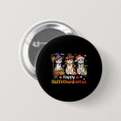 Frohe Hallothanksmas Katzen Halloween Erntedankfes Button (Vorne & Hinten)