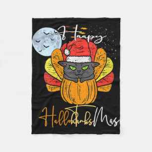 Frohe Hallothanksmas KatzenHalloween Thanksgi Fleecedecke
