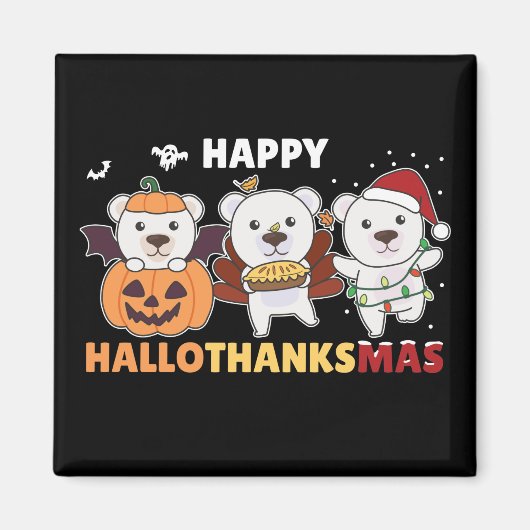 Frohe Hallothanksma's Polar Bear Christmas Polar Magnet (Vorne)