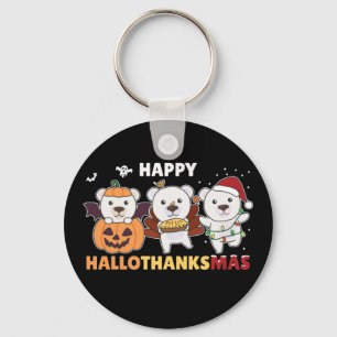 Frohe Hallothanksma's Polar Bear Weihnachtspolar K Schlüsselanhänger