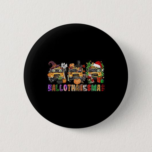 Frohe Hallothanksmas Schulbus Halloween Ch Button (Vorderseite)
