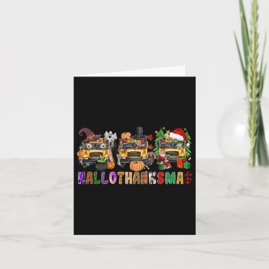 Frohe Hallothanksmas Schulbus Halloween Ch Karte (Vorderseite)