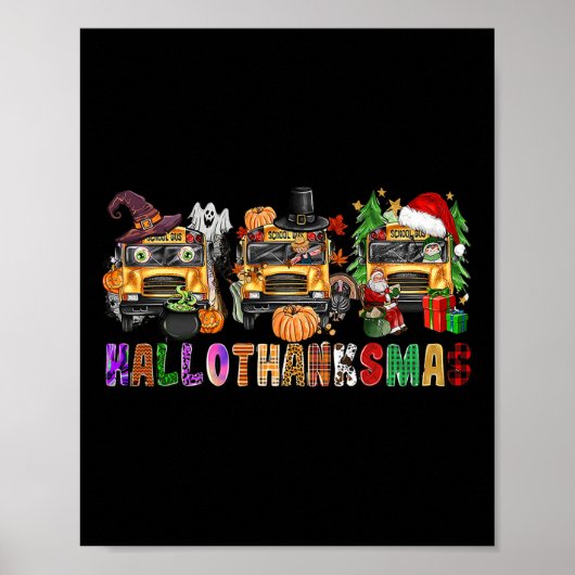 Frohe Hallothanksmas Schulbus Halloween Ch Poster (Vorne)