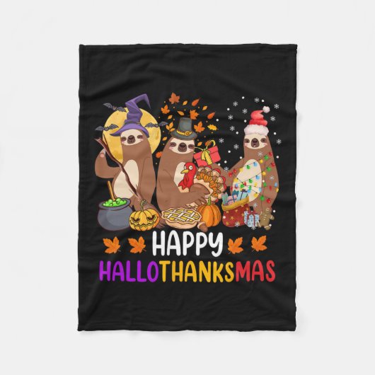 Frohe Hallothanksmas Sloth Halloween Fal Fleecedecke (Vorderseite)