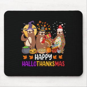 Frohe Hallothanksmas Sloth Halloween Fal Mousepad