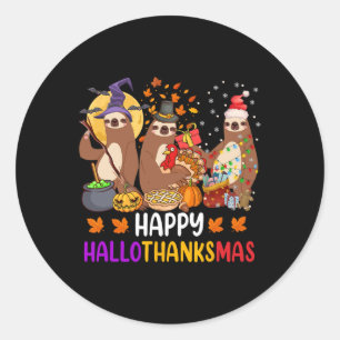 Frohe Hallothanksmas Sloth Halloween Fal Runder Aufkleber