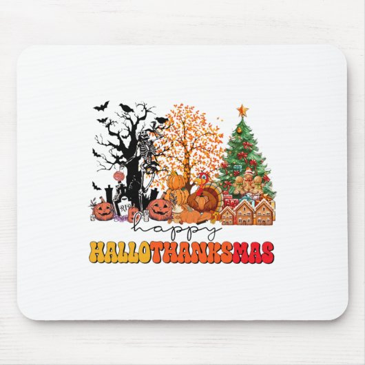 Frohe Hallothanksmas Türkei Erntedank Halloween Mousepad (Vorne)