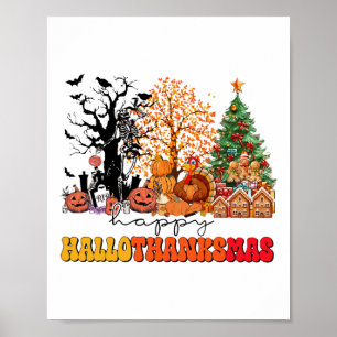 Frohe Hallothanksmas Türkei Erntedank Halloween Poster