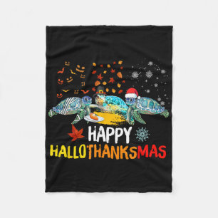Frohe Hallothanksmas Weihnachtsmann-Schildkröte Ha Fleecedecke