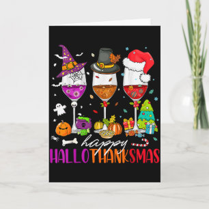 Frohe Hallothanksmas Weinglas Lustiger Feiertag Karte