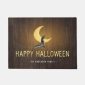 Frohe Halloween Bat & Moon Rustikaler Hintergrund Fußmatte (Vorderseite)