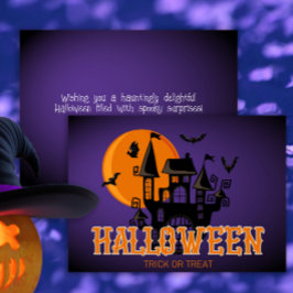 Frohe Halloween Beängstigende Burgschläger und Mon Karte