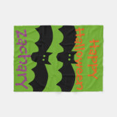 Frohe Halloween Black Bats auf Green Personalisier Fleecedecke (Vorderseite (Horizontal))